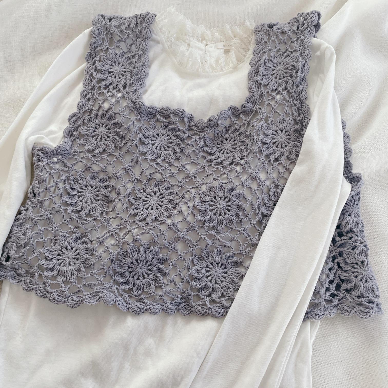 花のモチーフ編みビスチェ　cotton ライラック | 3枚目