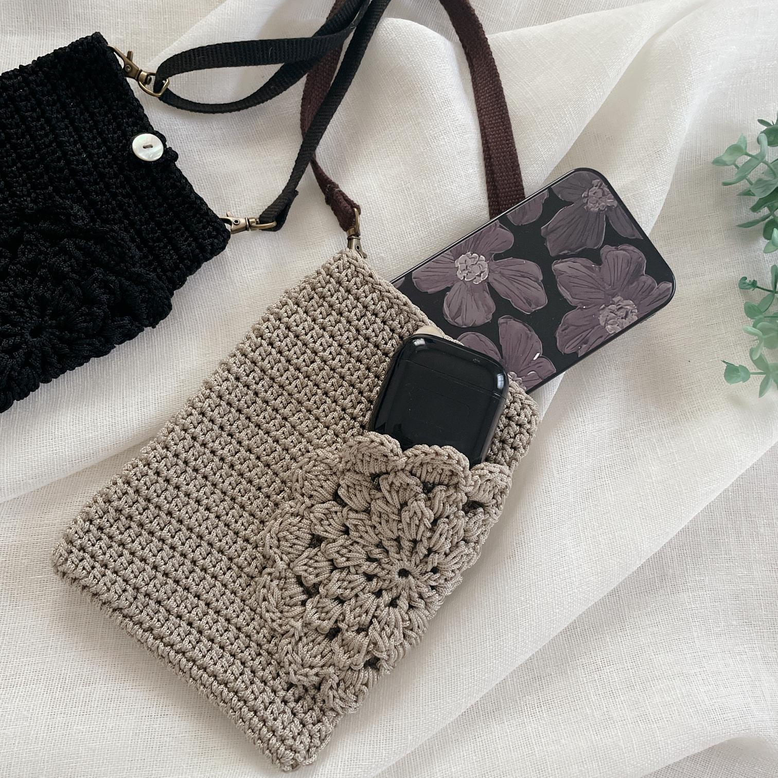 花モチーフポケットポシェット　マクラメヤーン | 4枚目
