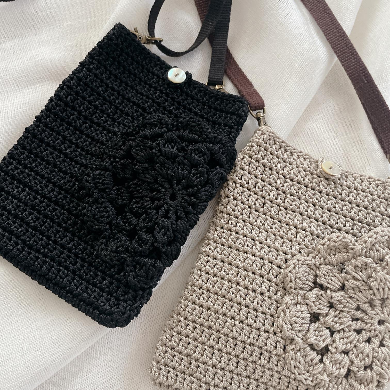 花モチーフポケットポシェット　マクラメヤーン | 6枚目