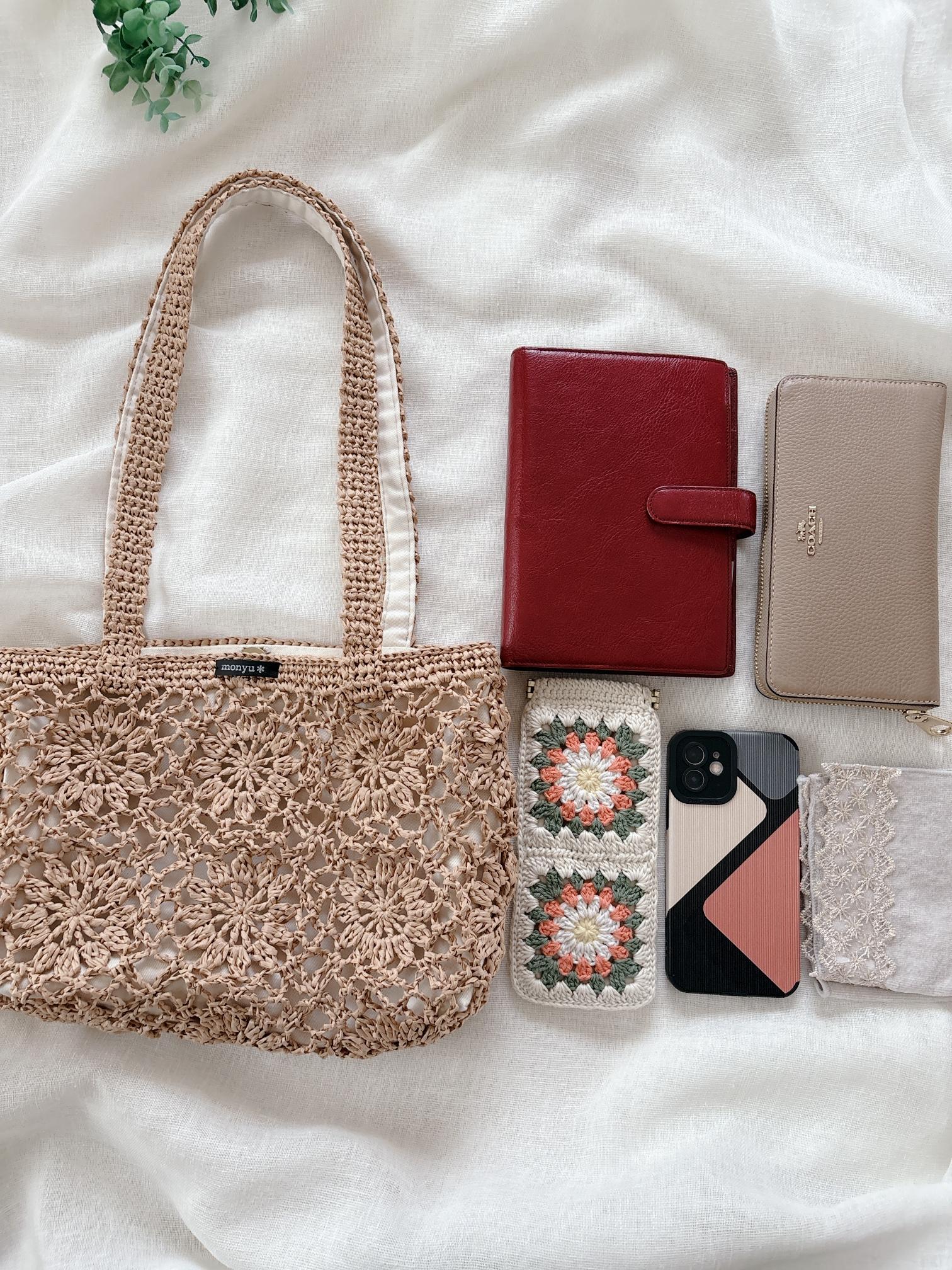 花モチーフつなぎの肩かけバッグ　マニラヘンプヤーン | 6枚目