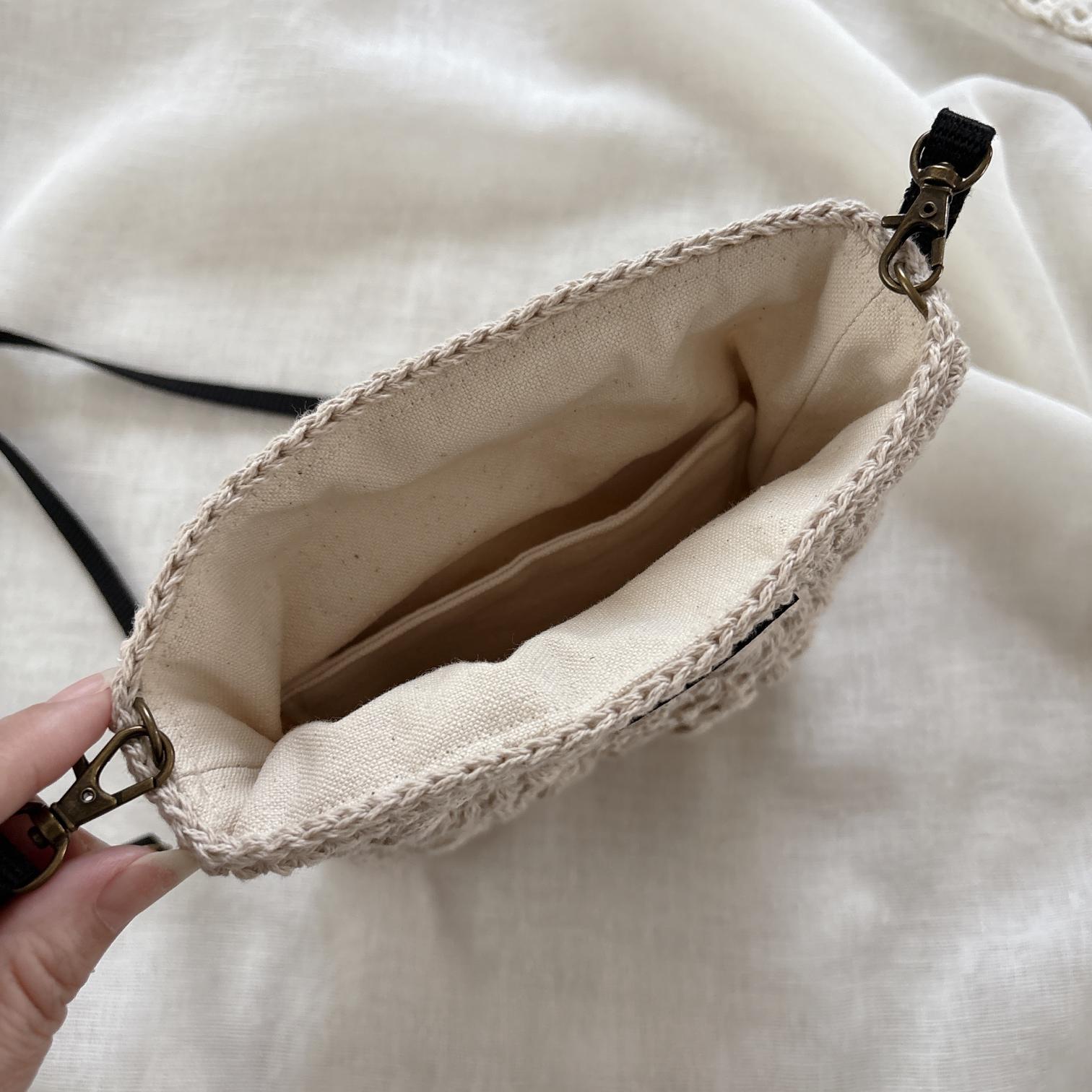 ぷっくり花モチーフのポシェット cotton ミルクコーヒー | 3枚目